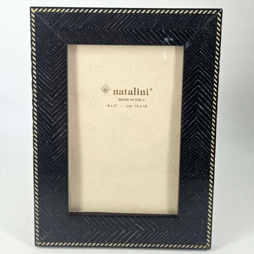 Natalini Wood mother black cream Photo Picture Frame Made in Italy 4X6